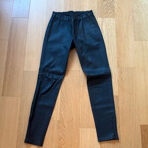 Aqua Luxe Black Genuine Leather Leggings